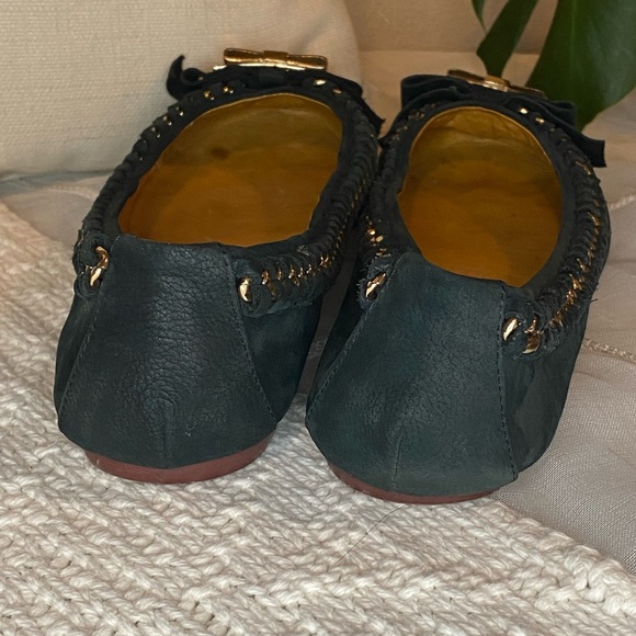 Jeffrey Campbell Black Leather Gold Toe Ballet Flats Size 9 - Picture 8 of 10